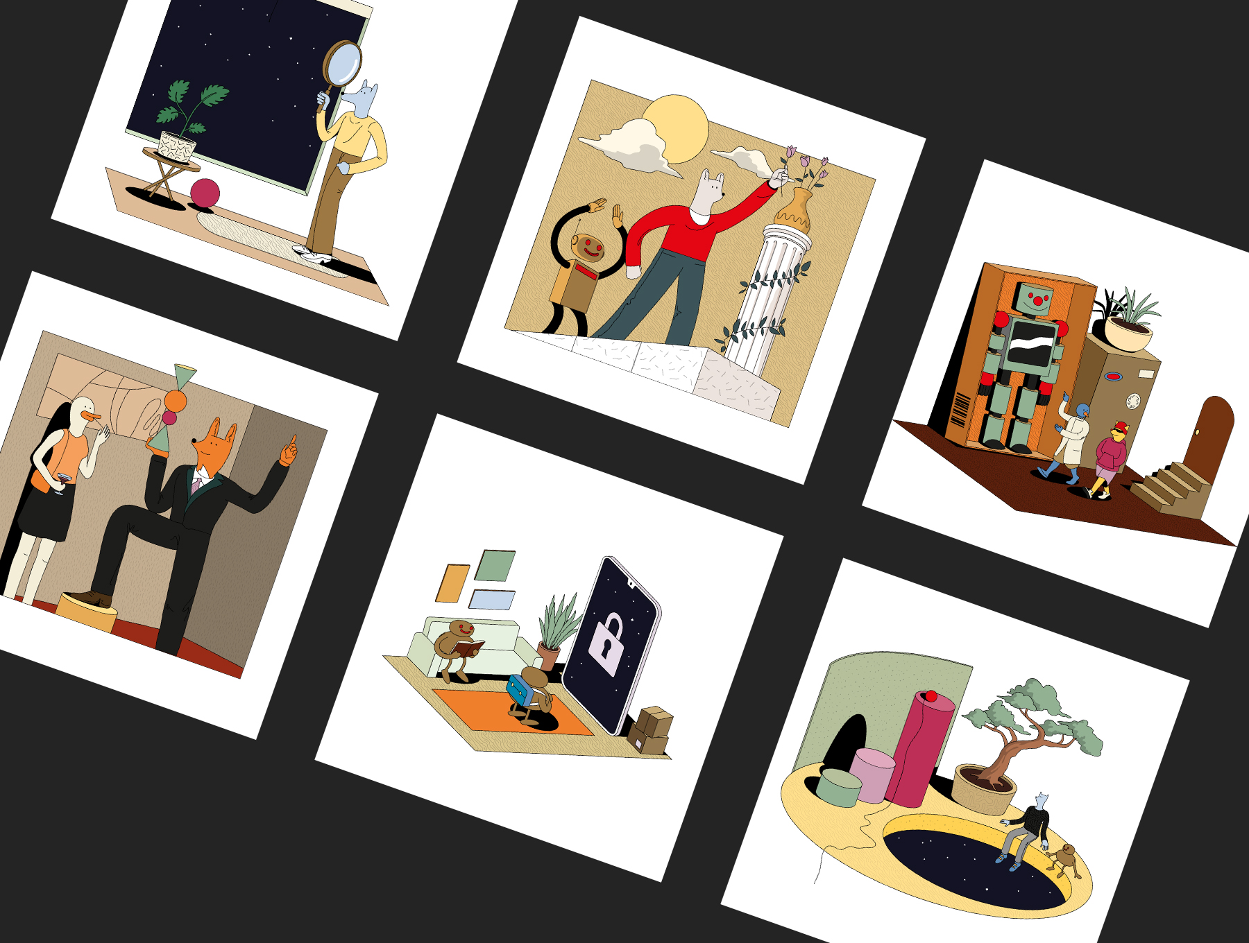 素材库下午茶：一组17个时尚喜怒无常的矢量插画合集插图(1)