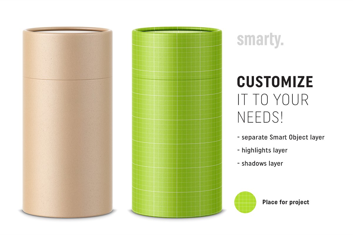 高品质的化妆品/食品罐子纸盒/圆柱盒子样机Mockups插图(1)