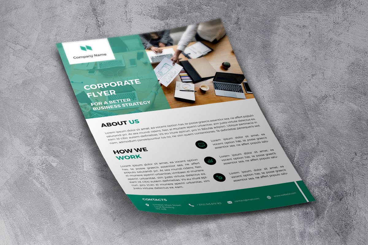 企业/公司宣传推广传单PSD模板 Coorporate Flyer Template插图