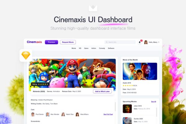 电影点评网站UI设计模板 Cinemaxis UI Dashboard