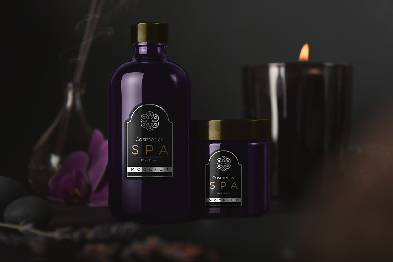 高品质的高端会所SPA化妆品样机展示模型mockups插图