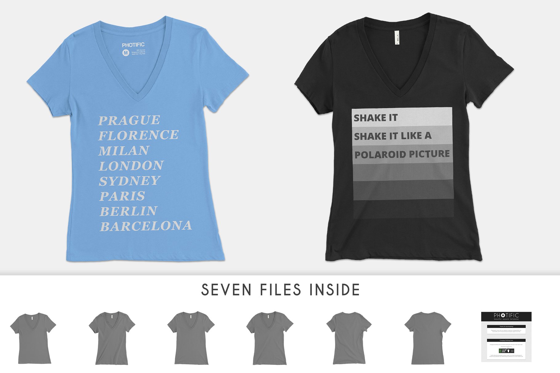 深V短袖T恤样机模板 Bella Canvas 6035 Deep-V Mockups插图(2)