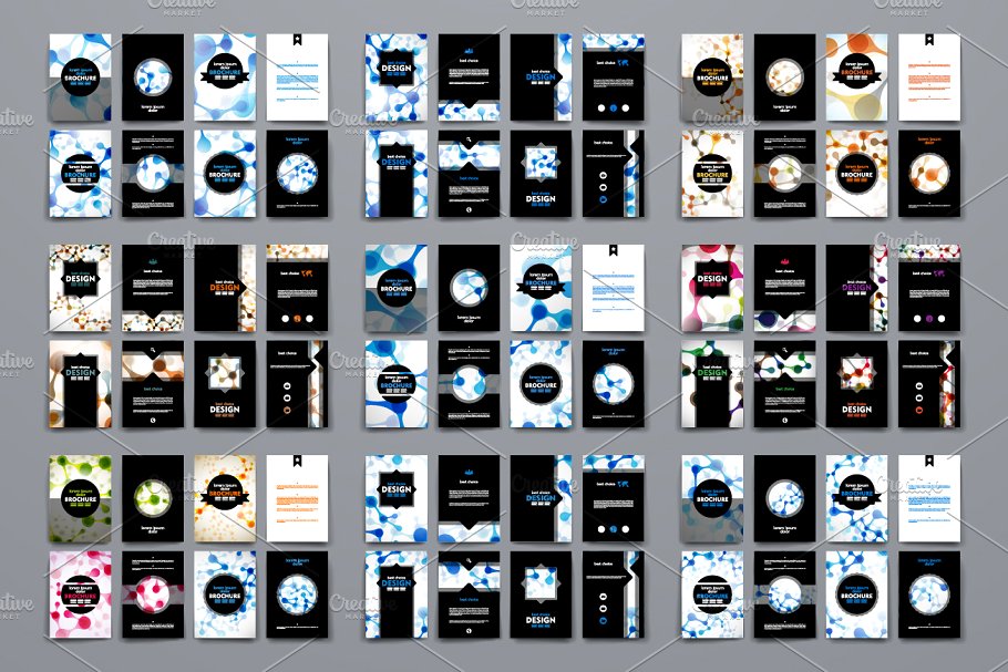 DNA抽象图形背景画册模板合集 Big Pack Brochures in DNA Style.插图