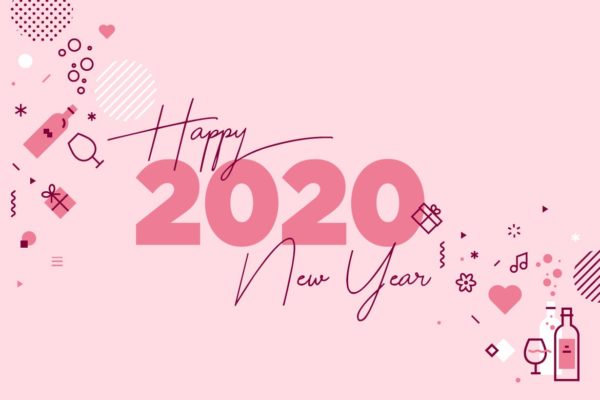 2020新年贺卡矢量素材库精选模板v6 Happy New Year 2020 greeting card