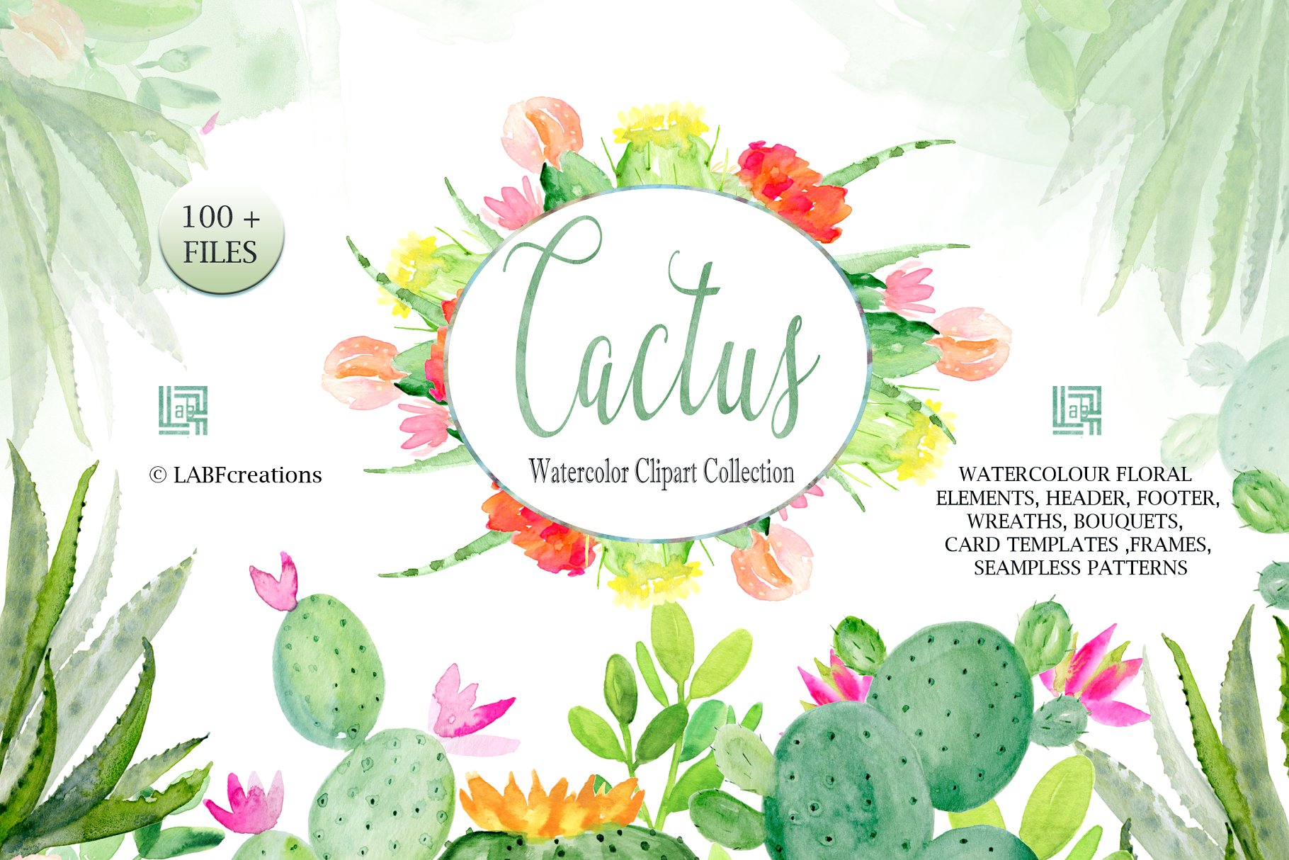 仙人掌水彩剪贴画合集 Cactus watercolr clipart collection插图