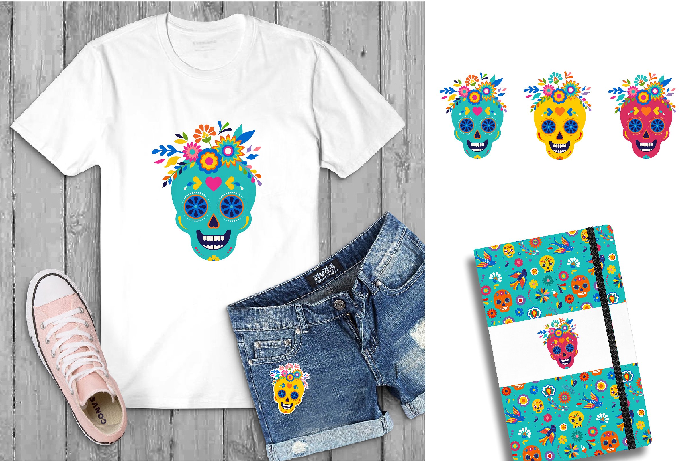 墨西哥亡灵节马克笔手绘插画 Day of the Dead – Mexican collection插图(1)