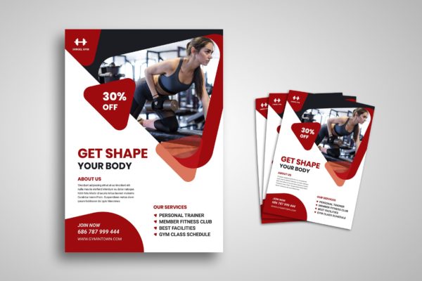 健身房促销活动海报设计模板 Fitness Flyer