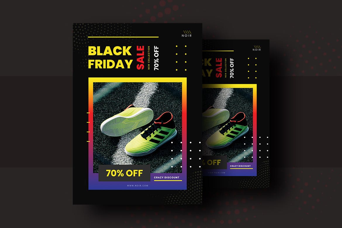 2019黑色星期五购物节年终大促活动海报传单设计模板v7 Black Friday Flyer Template V-7插图(1)
