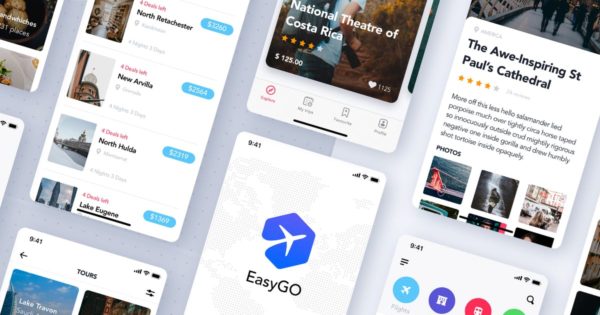 旅行出游网上预订APP应用界面设计UI套件 Travel Booking App UI Kit
