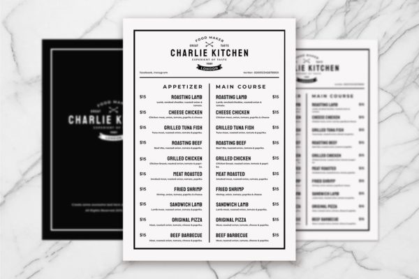 简约风西式餐厅素材库精选菜单模板v09 SGM – Food Menu.09