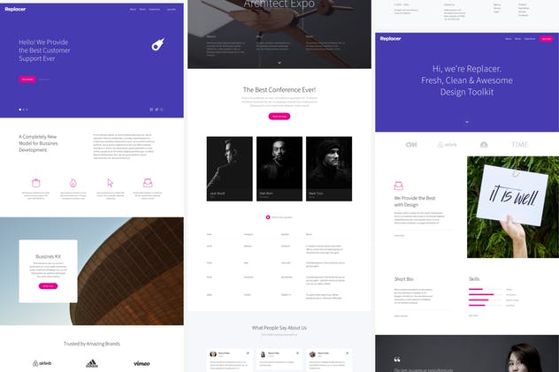 现代风格企业商务专业网站PSD&SKETCH模板 Replacer UI Kit插图(2)