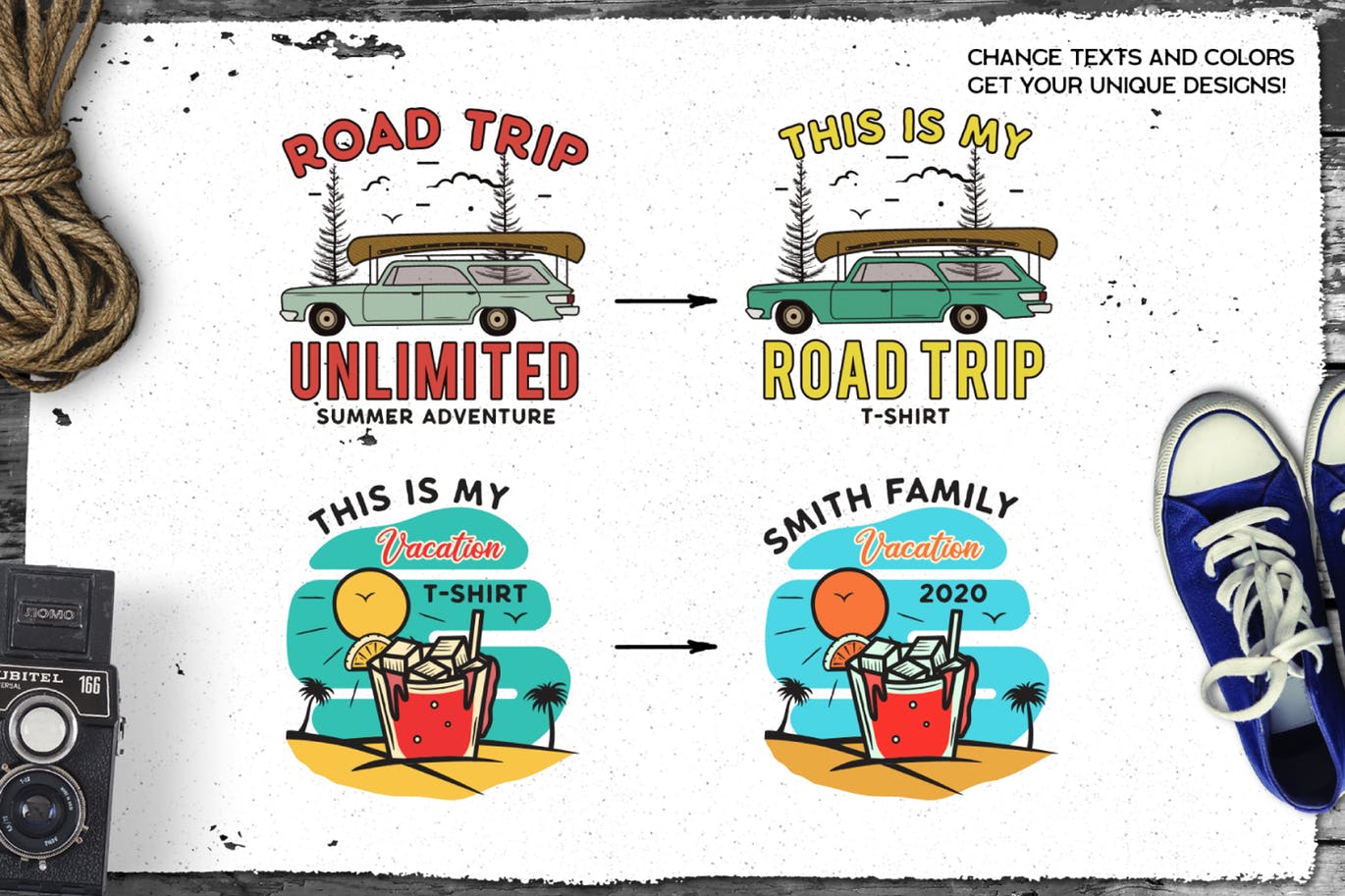 复古户外运动品牌Logo/野营探险徽章设计模板 Retro Outdoor Logos Set, Camping Adventure Badges插图(1)