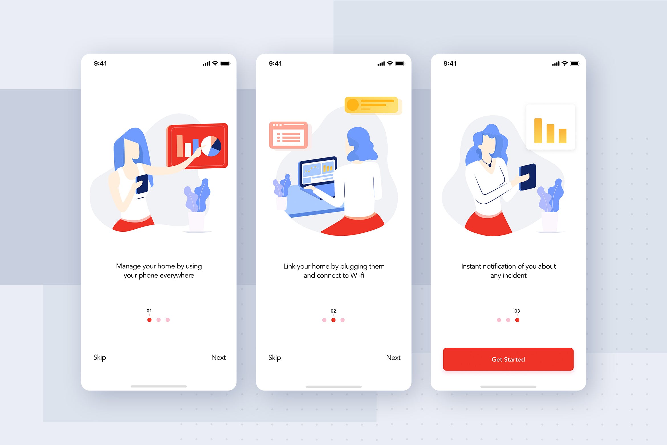 智能家居APP应用引导页设计SKETCH模板 Smart Home – Onboarding mobile app UI template插图