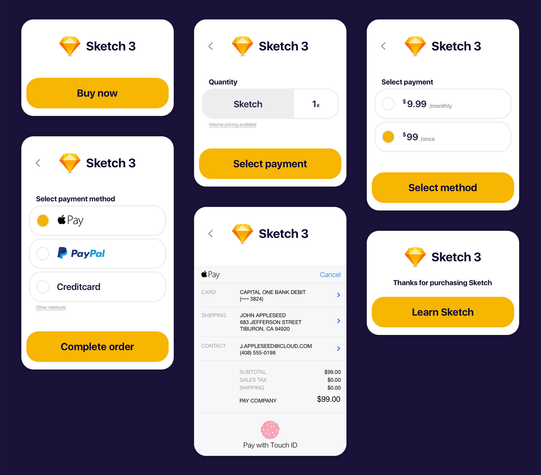 Sketch 支付表单概念设计