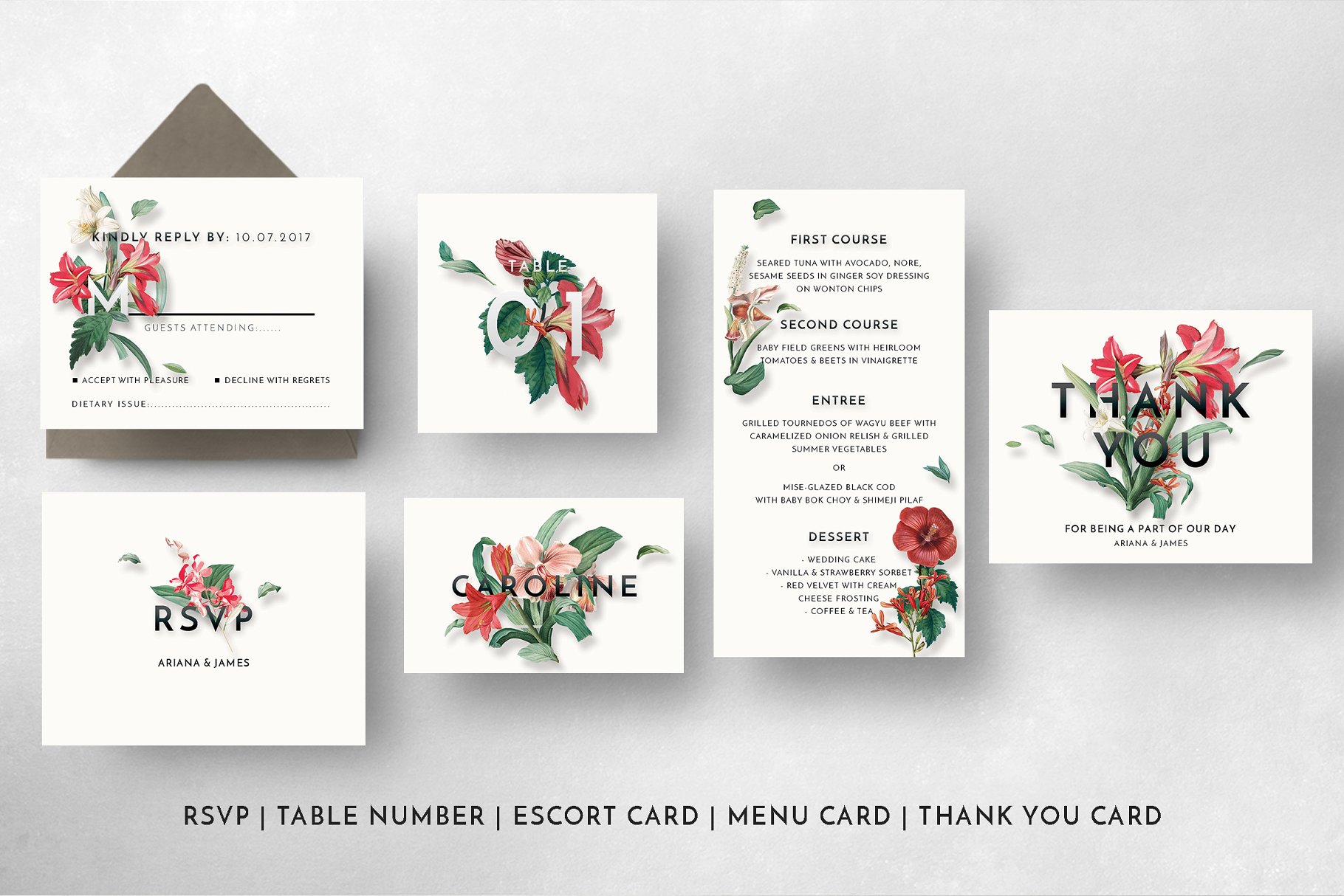 现代古典花卉婚礼设计物料模板 Modern Vintage Floral Wedding Suite插图(8)