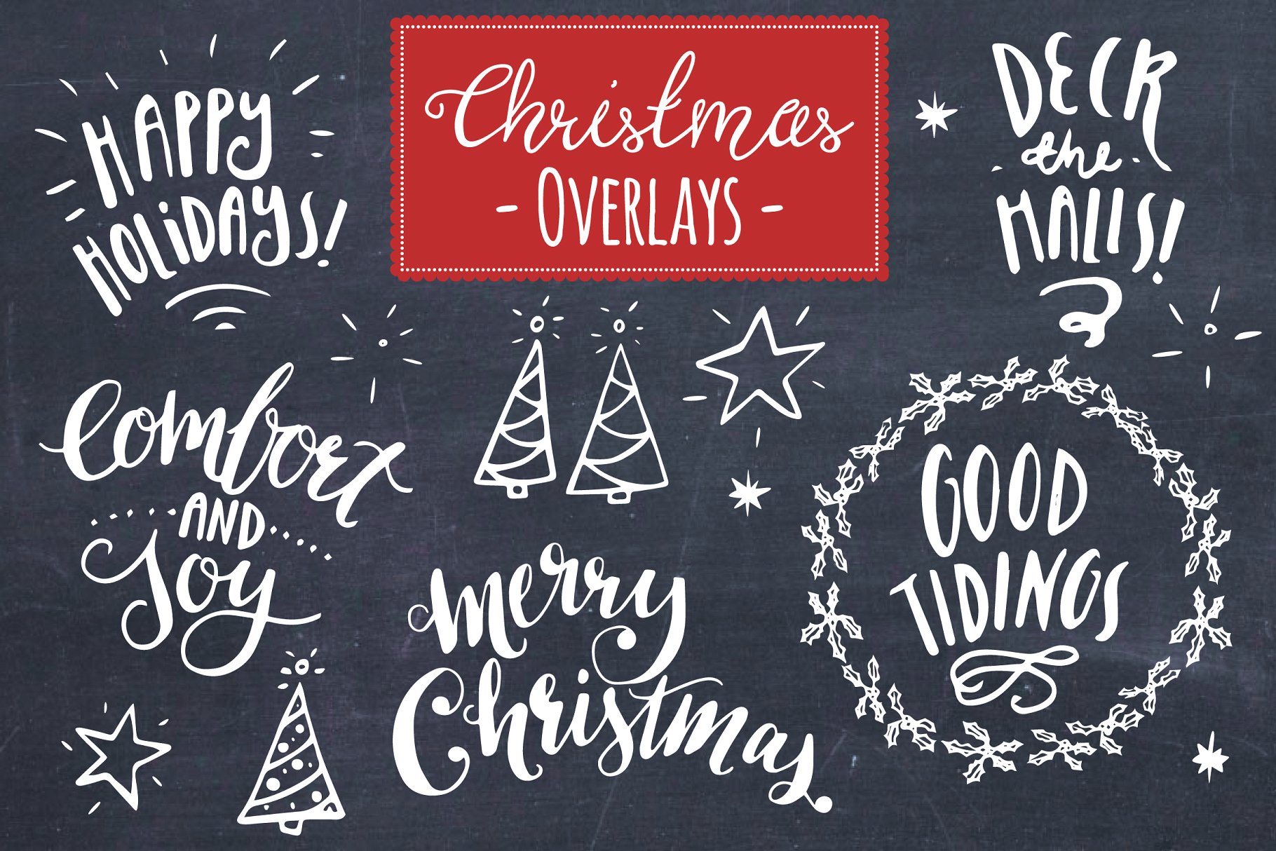 圣诞元素矢量图形图层 Christmas Overlays Set 8 – Vector插图