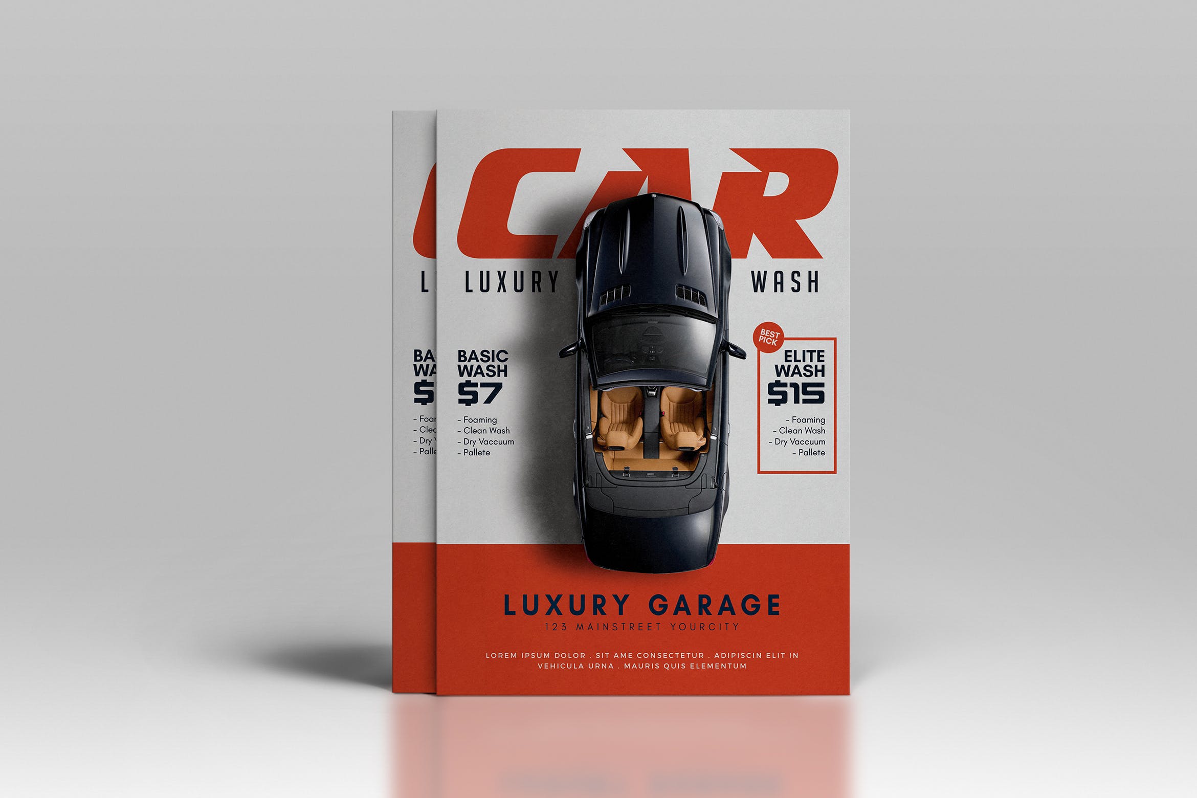 汽车保养清洁服务/4S店广告传单设计模板 Car Wash Flyer插图