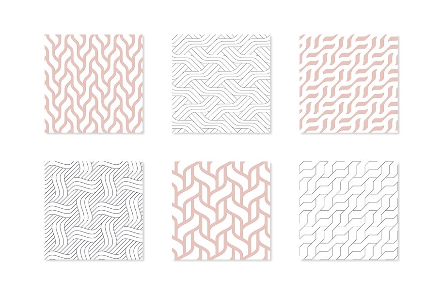 几何无缝波纹图案纹理 Rippled Seamless Patterns Bundle v.1插图(5)