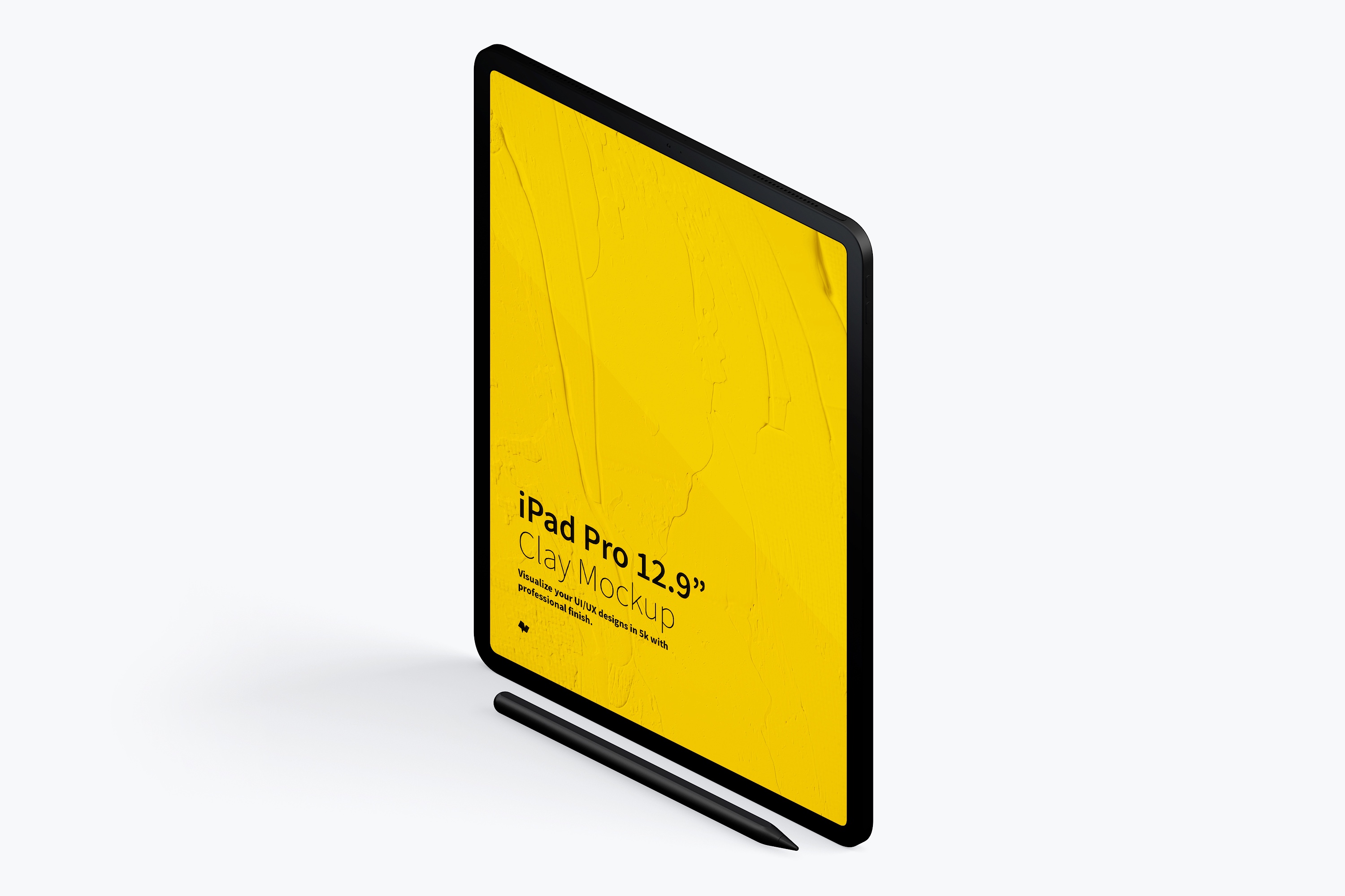iPad Pro平板电脑屏幕等距左视图样机02 Clay iPad Pro 12.9” Mockup, Isometric Left View 02插图(3)