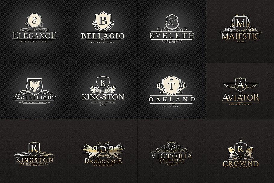 24款复古风格文字图形Logo设计模板 24 Crest Logos Bundle Vol.2插图(2)