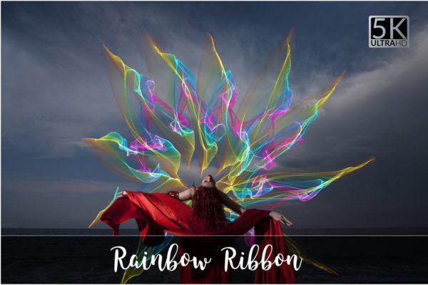 5K高分辨率彩虹色带叠层背景 5K Rainbow Ribbon Overlays