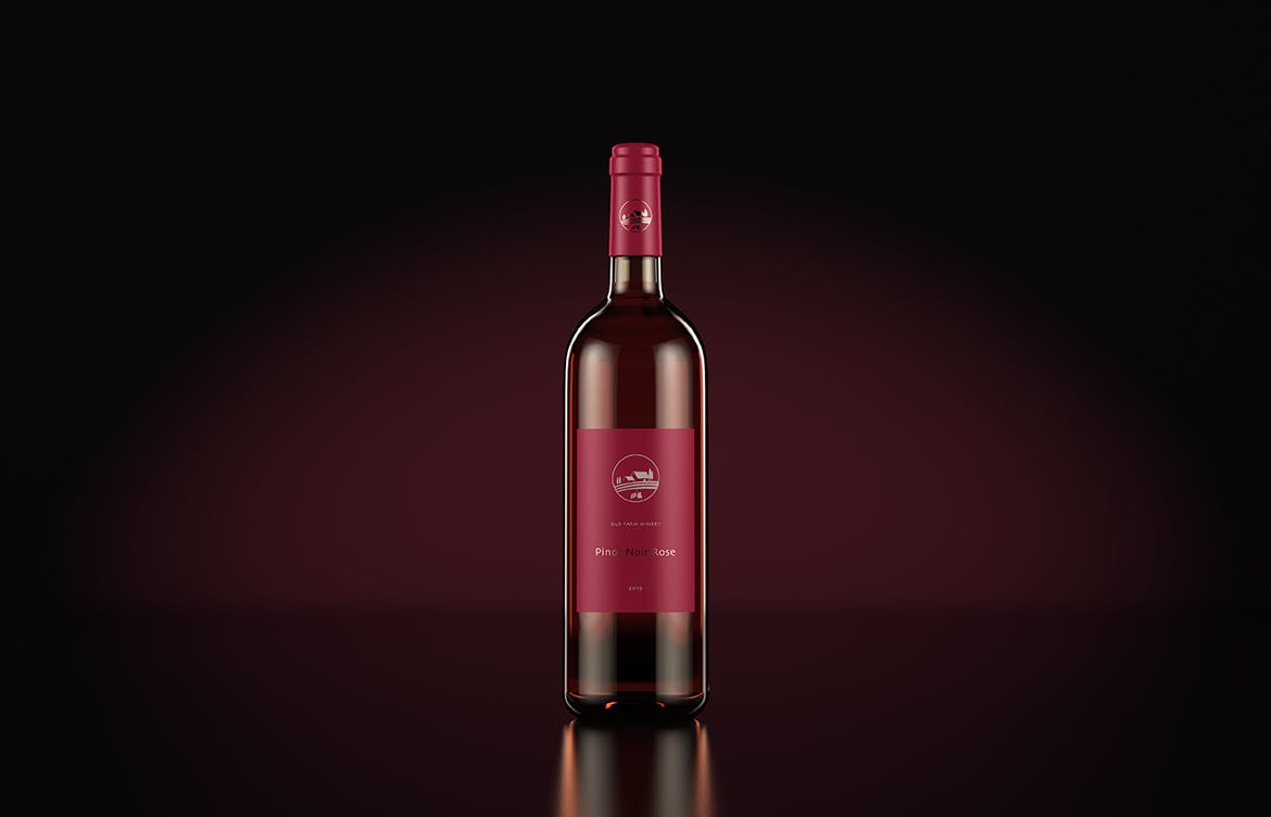葡萄酒酒瓶外观设计样机PSD模板 Wine Bottle Mockup — Dark Studio插图(4)