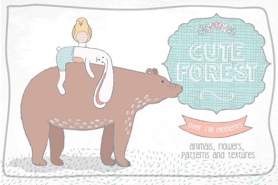 可爱森林剪切画、纹理&图案 Cute Forest Collection Pro插图