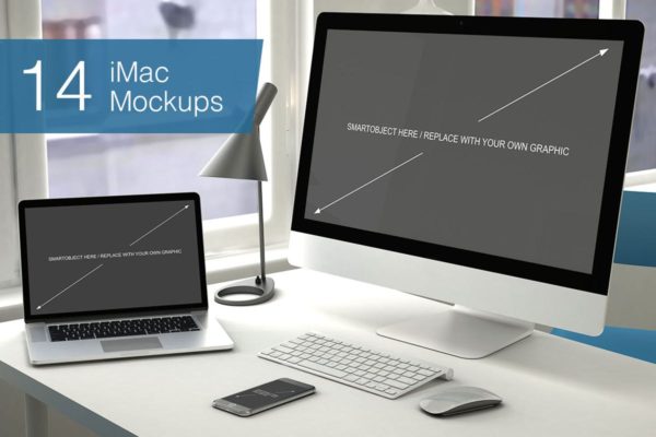 Apple智能产品设备样机套装 Computer Mockup – 14 Poses