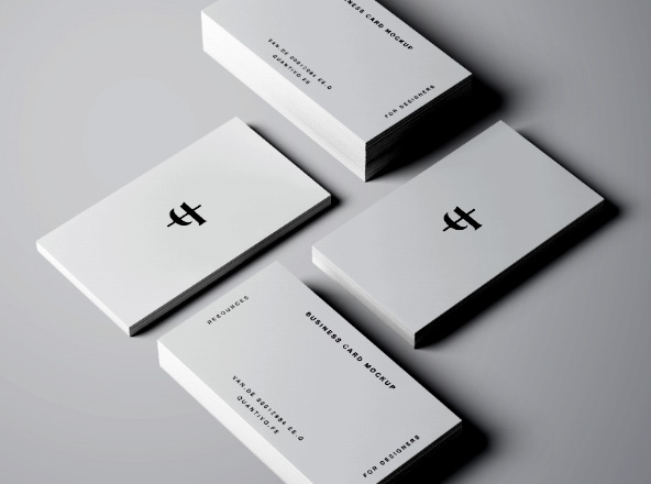 企业名片设计效果图等距网格样机模板 Business Cards Mockup