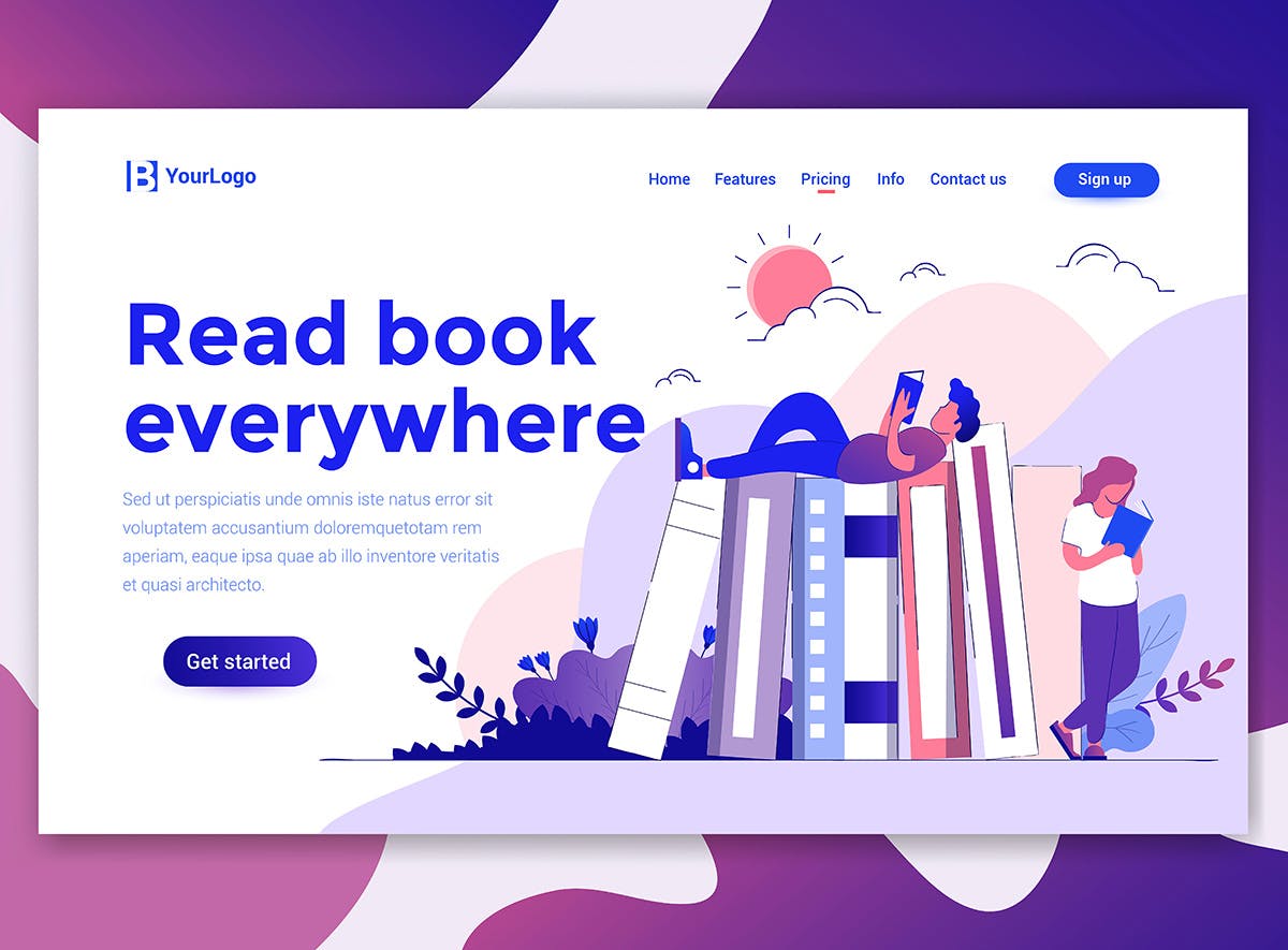 现代扁平化设计风格网站&APP设计素材库精选概念插画合集 Landing page templates kit插图(3)