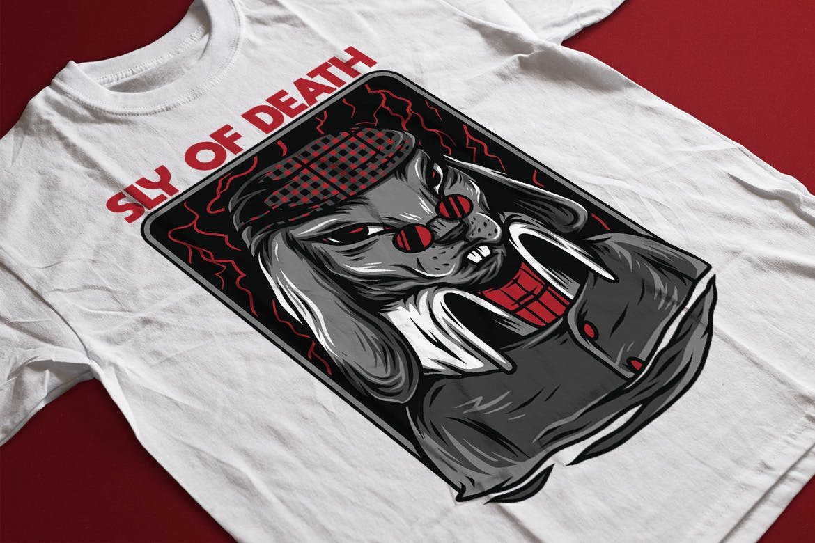 狡猾の兔潮牌T恤印花图案素材库精选设计素材 Sly of Death插图(2)