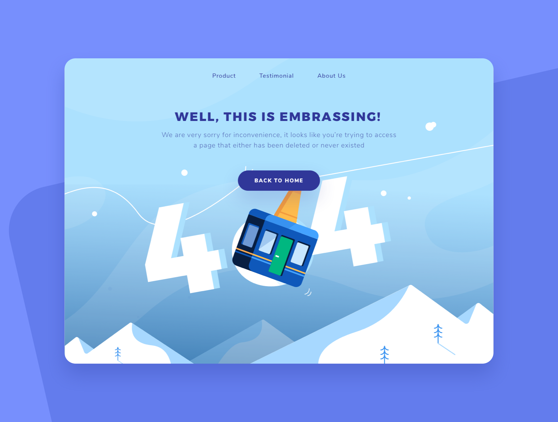 素材库下午茶：冬季雪地主题网站404错误页面矢量插画素材插图(6)