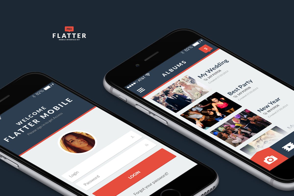 扁平设计风格通用APP应用UI套件 Flatter Mobile UI Kit插图