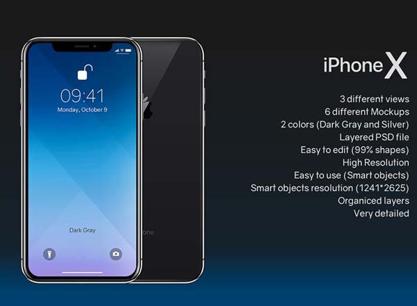 质感酷炫的多角度iPhone X展示模型(Mockups)下载[PSD]