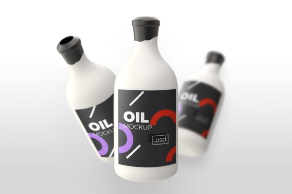 油品塑料瓶外观设计效果图素材库精选 Realistic Oil Bottle – Mockups