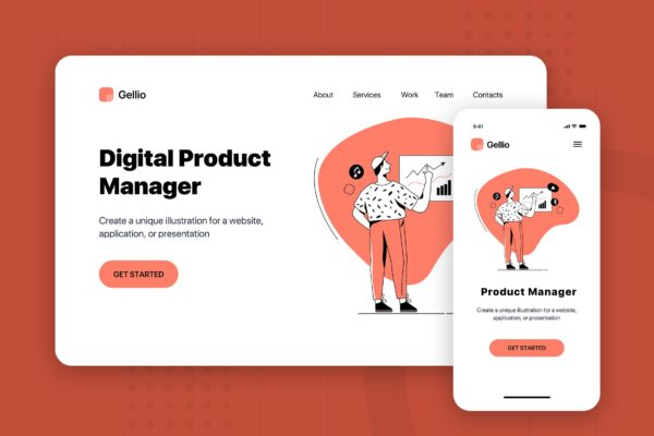 数字产品经理主题网站Banner&amp;落地页设计素材库精选 Digital Product Manager – Banner &amp; Landing Page