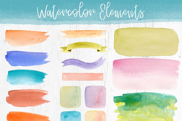 水彩设计元素&水彩风格Logo设计模板 Watercolor Pack. Textures and logos插图(2)