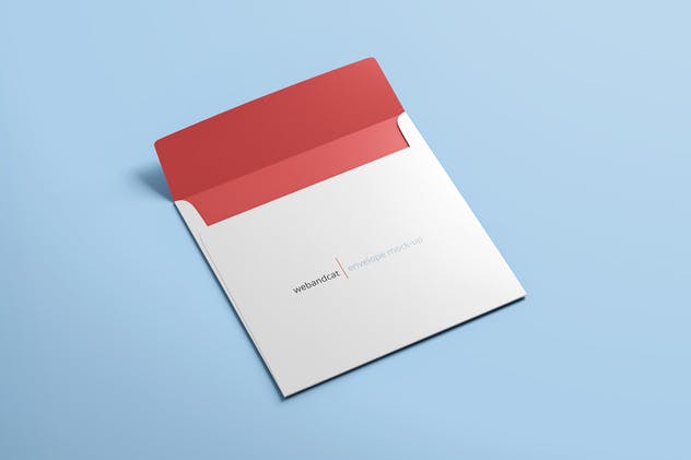 方形信封设计图样机素材库精选模板 Square Envelope Mock-up插图(1)