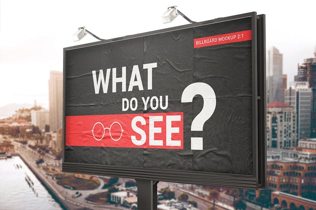 胶合纸效果广告牌样机 Billboard With Glued Paper Effect Mockups插图(4)