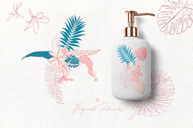 热带花卉水彩手绘剪贴画素材 Tropical Flowers插图(4)