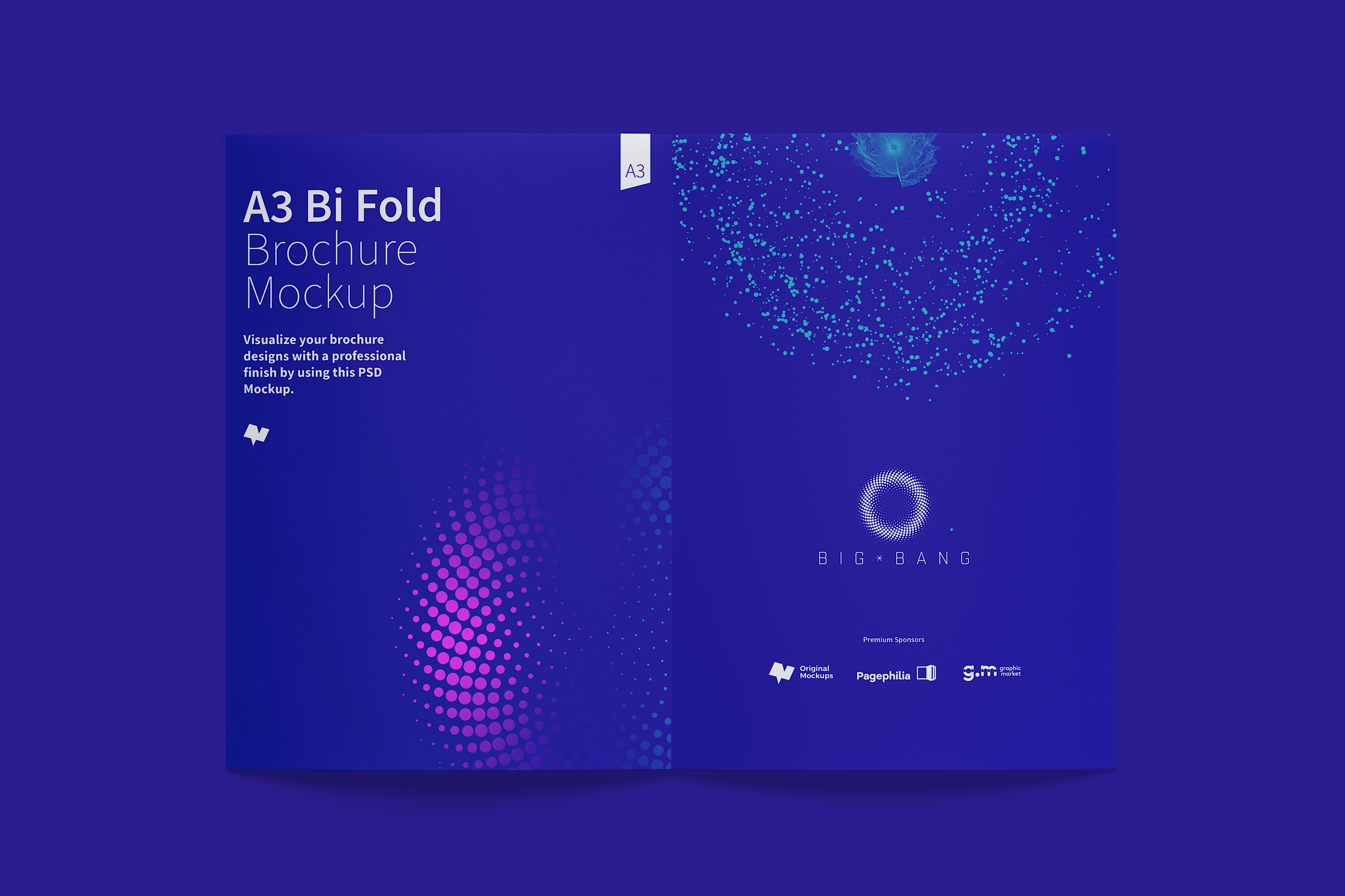 A3大小对折页传单设计展开效果图样机02 A3 Bi Fold Brochure Mockup 02插图(5)