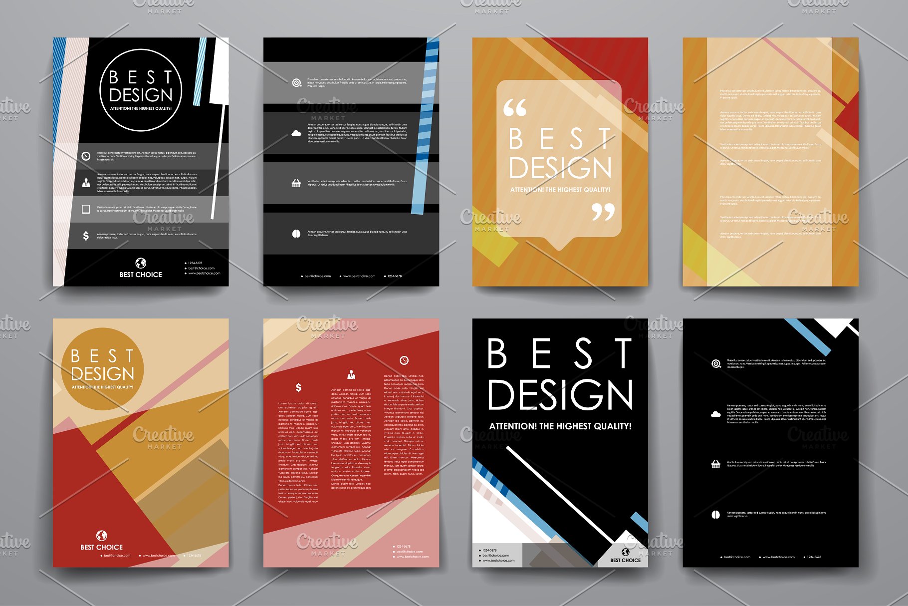 抽象图形背景小册子手册模板 Set of Abstract Brochures插图(1)