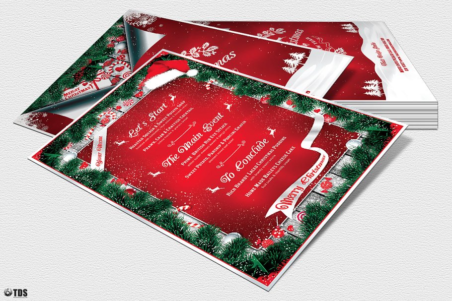 圣诞节主题菜单PSD模板V.6 Christmas Menu PSD V6插图(3)