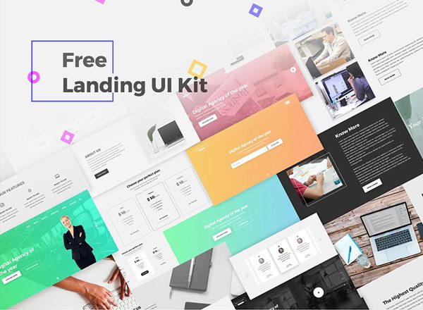 非常完整的一套网页设计 UI 套件 Landing Page UI Kit