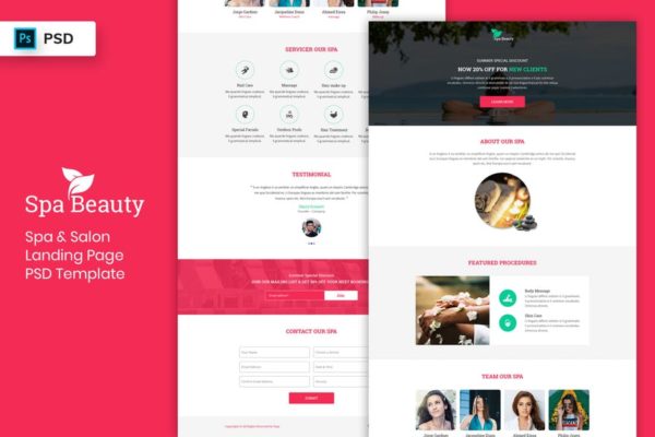沙龙&amp;SPA水疗会所网站着陆页设计PSD模板V2 Spa &amp; Salon – Landing Page PSD Template-02