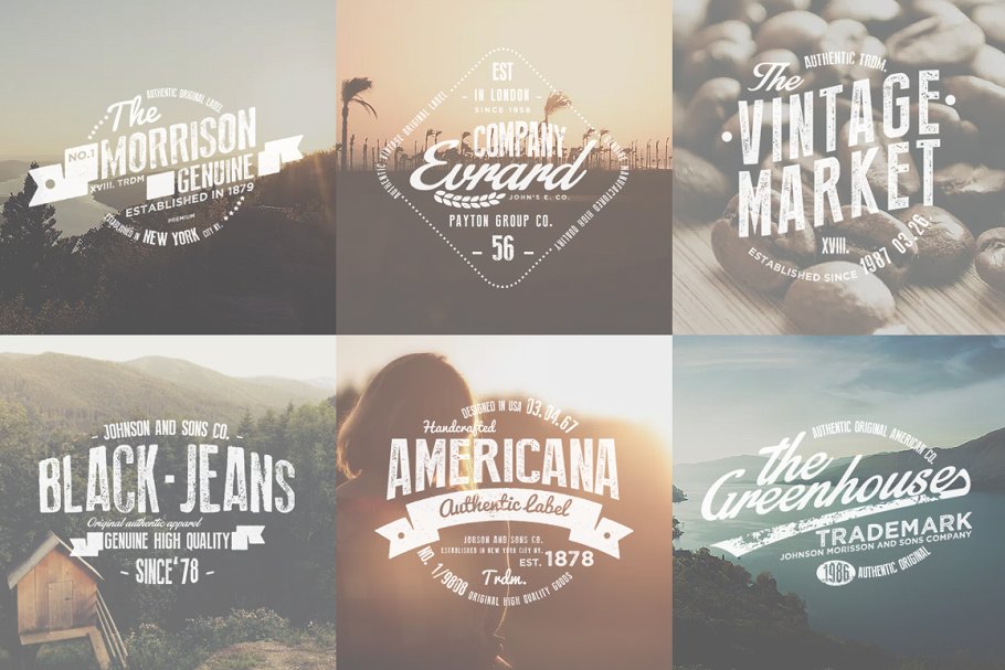复古徽章标签Logo模板 Vintage Badges & Labels Set 1插图(3)