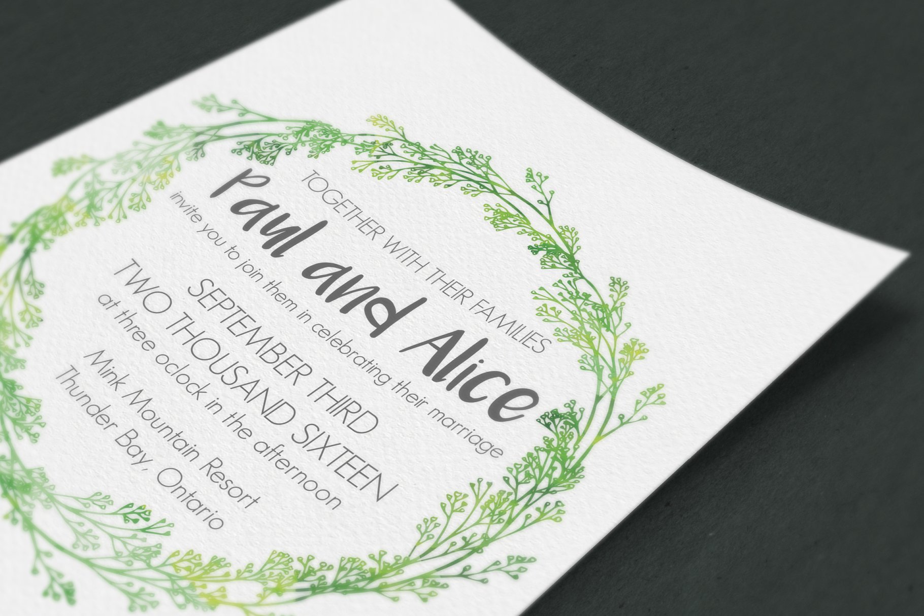 清新文艺的植物花边婚礼邀请函模板套装 Hip Wedding Invitation Suite插图(4)