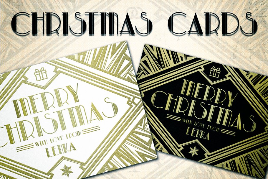 装饰派艺术企业名片模板 Art Deco Card插图(3)