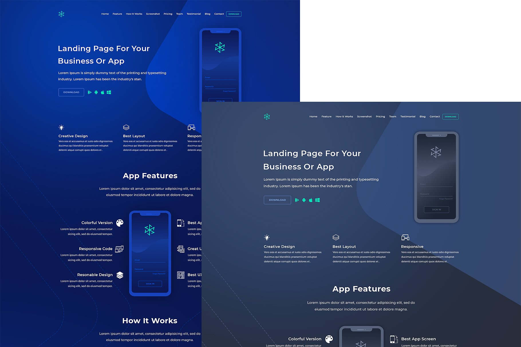 高逼格的应用程序着陆页PSD插图(1)