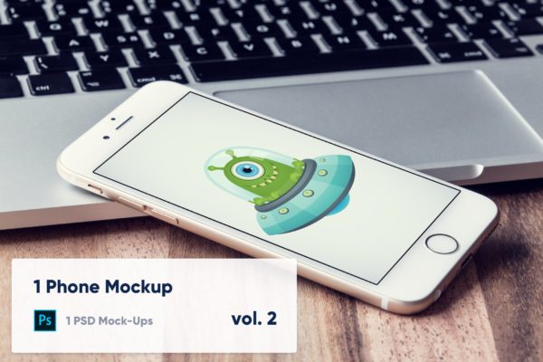 电脑办公桌上的iPhone手机屏幕演示素材库精选样机v1 1 Phone Mockup on Laptop – Vol. 1